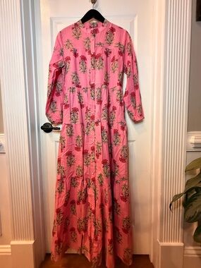 Pink Floral Tiered Maxi Dress